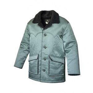 Vintage Golden Fleece Men's Lined Winter Jacket Black Fur Collar Western Style